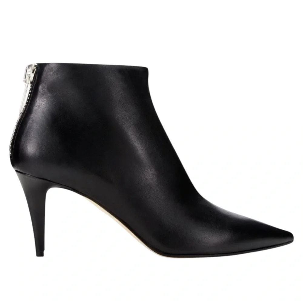 Tamara Mellon Stark Leather Pointed Toe Back Zipper Stiletto Ankle Boots - Picture 1 of 6